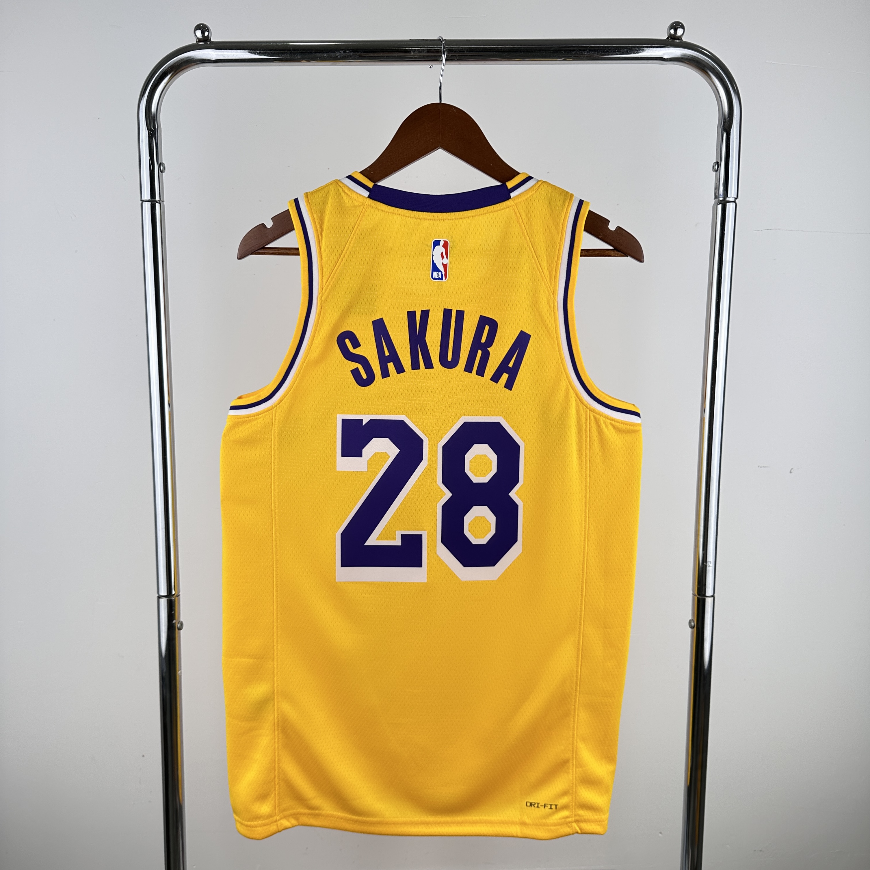 Men Los Angeles Lakers #28 Sakura Yellow Nike Custom 2024 NBA Jersey->customized nba jersey->Custom Jersey